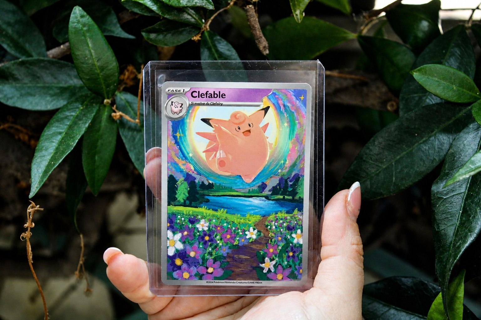 Clefable - carta PokeArt dipinta a mano